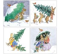 Museums & Galleries Charity Christmas Cards Pack of 20 - Festive Bunny Rabbits in The Snow - Assorted Premium Greeting Cards Multipack with Envelopes - 5 Each of 4 Designs - Supporting UK Charities