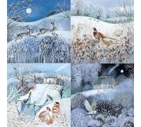 Museums & Galleries Charity Christmas Cards Pack of 20 - Festive Wildlife in the Snow - Assorted Premium Greeting Cards Multipack with Envelopes - 5 Each of 4 Designs - Supporting Macmillan