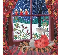 Museums & Galleries Charity Christmas Cards Pack of 5 - Dog and Snowy Window Scene - Festive Christmas Cards Multipack - In Aid of UK Charities