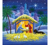 Museums & Galleries Charity Christmas Cards Pack of 8 - Artistic Nativity Scene - Religious Christmas Cards Multipack - In Aid of Macmillan Cancer Support
