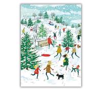 Museums & Galleries Charity Christmas Cards Pack of 8 - Fun In The Snow Design - Festive Christmas Cards Multipack - In Aid of Macmillan Cancer Support