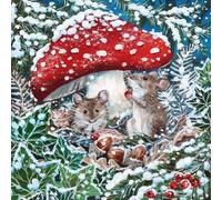 Museums & Galleries Charity Christmas Cards Pack of 8 - Lucy Grossmith Mice and Toadstool Design - Festive Christmas Cards Multipack - In Aid of British Heart Foundation