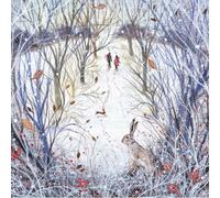 Museums & Galleries Charity Christmas Cards - Pack of 8 Premium Christmas Greeting Cards with Envelopes - Festive 'Snowy Walk' by Lucy Grossmith - Supporting Macmillan Cancer Support