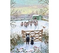 Museums & Galleries Charity Christmas Cards - Snow on the Farm Dogs and Sheep - Eco-Friendly and Recyclable - Pack of 8 Cards