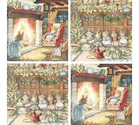 Museums & Galleries Christmas Card Box of 12 - Eco-Friendly Greeting Cards with 2 Brambly Hedge Mice Designs - Multipack with Envelopes