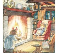 Museums & Galleries Christmas Card Pack of 8 - Brambly Hedge 'Keeping Warm by the Fire' Mice Design - Christmas Cards Multipack