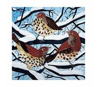 Museums & Galleries Christmas Card Pack of 8 - Song Thrush in the Snow - Christmas Card Multipack - 'Snowy Perch'