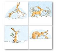 Museums & Galleries Christmas Cards Pack of 16 - Hares Fun in the Snow - Guess How Much I Love You - Eco-Friendly and Recyclable