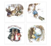 Museums & Galleries Christmas Cards Pack of 16, Peter Rabbit Winter Scenes | 4 Assorted Designs 4 of Each, With Envelopes, Eco-Friendly, Made in the UK