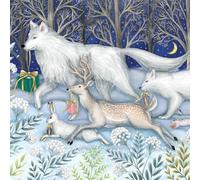 Museums & Galleries Christmas Cards Pack of 5 - Woodland Animals Forest Scene - Catherine Rowe - Festive Christmas Cards Multipack - 'Dashing Through the Snow'