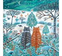 Museums & Galleries Christmas Cards Pack of 8 - Christmas Lookout Cats on Hillside - Eco-Friendly and Recyclable