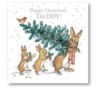 Museums & Galleries Daddy Christmas Card - Rabbits Bringing Home the Tree - Eco-Friendly and Recyclable