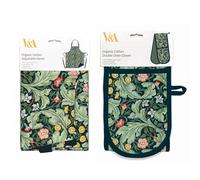 Museums & Galleries Double Oven Glove and Apron Set - V&A Museum 'Leicester Wallpaper' - Organic Cotton - Artistic Botanical Design - Stylish Kitchenware