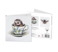 Museums & Galleries Emillie Ferris Hedgehog & Bee Embroidered Animals Pack of 8 Square Art Greeting Cards with White Envelopes