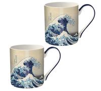 Museums & Galleries Fine Bone China Mug Set of 2 - Katsushika Hokusai “The Great Wave” Design - Premium Tea & Coffee Mugs - Premium Quality Gift for Home & Kitchen