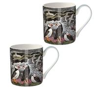 Museums & Galleries Fine Bone China Mugs Set of 2 - Angela Harding 'Fair Isle Puffins' Design - Premium Tea & Coffee Mug - Premium Quality Gift for Home & Kitchen
