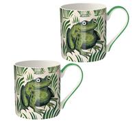 Museums & Galleries Fine Bone China Mugs Set of 2 - William De Morgan 'Stork and Frog' Design - V&A Collection Tea & Coffee Mug - Premium Quality Gift for Home & Kitchen