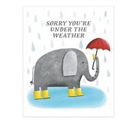 Museums & Galleries Get Well Soon Card for Men or Women - Sweet Elephant Under The Weather Design - Thinking of You Premium Greeting Card with Envelope - Eco-Friendly & Recyclable