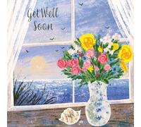 Museums & Galleries Get Well Soon Card for Women - Delightful Flowers & Sea View Design - Thinking of You Premium Greeting Card with Envelope - Eco-Friendly & Recyclable