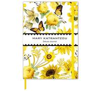 Museums & Galleries Hardcover Lined Deluxe Journal - Yellow Floral Design by Mary Katrantzou - 200 Pages - Elasticated Closure