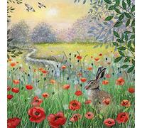 Museums & Galleries Lucy Grossmith Hare and Poppies Art Greeting Card with White Envelope