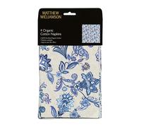 Museums & Galleries Organic Cotton Napkins - Set of 4 Reusable Cloth Napkins - Matthew Williamson 'Blue Paisley' Design - Machine Washable - 40cm x 40cm Table Linen