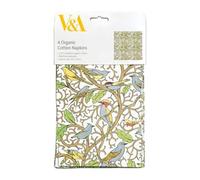 Museums & Galleries Organic Cotton Napkins - Set of 4 Reusable Cloth Napkins - V & A Voysey Birds Design - Machine Washable, 40x40cm Table Linen
