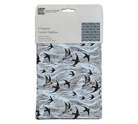 Museums & Galleries Organic Cotton Set of 4 Cloth Napkins - Contemporary Swallows and Sea Design by Angela Harding - Reusable Tableware