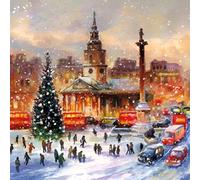 Museums & Galleries Pack of 5 Artistic Charity Christmas Cards (MG-MAHX895) - Trafalgar Square, Christmas Eve - From Sold in Aid of Macmillan Cancer Support