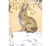 Museums & Galleries Pack of 8 Artistic Charity Christmas Cards (MG-288888-XAB) From Cute Bunny in the Snow by Margaret Tarrant - 8 Cards of 1 Design