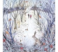 Museums & Galleries Pack of 8 Artistic Charity Christmas Cards (MG-MAHX898) From Snowy Walk by Lucy Grossmith - 8 Cards of 1 Design - Sold in Aid of Macmillan Cancer Support