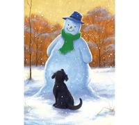 Museums & Galleries Pack of 8 Artistic Charity Christmas Cards - Snowman's Best Friend - Lovely Illustration of a Winter Scene by Alan Lathwell - 8 Cards of 1 Design