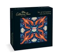 Museums & Galleries Set of 4 Cork Backed Coasters - Catherine Rowe 'Lobsters' Design - Statement Coasters for the Home