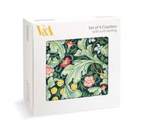 Museums & Galleries Set of 4 Cork Backed Coasters - 'Leicester Wallpaper' Design - V&A Statement Coasters for the Home