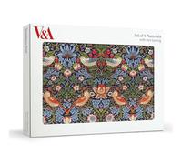 Museums & Galleries Set of 4 Cork Backed Placemats - William Morris Strawberry Thief Design - V&A Statement Table Mats for the Home