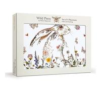 Museums & Galleries Set of 4 Cork Backed Placemats - Wild Press Wildflower Hare Design by Helen Ahpornsiri - Statement Table Mats for the Home