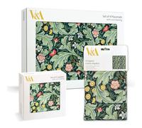 Museums & Galleries Set of Cork Backed Placemats, Coasters and Cotton Napkins - 4 of each - Leicester Wallpaper Design by J.H. Dearle - Stylish Tableware for Dining, Entertaining & Home