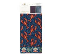 Tea Towels - Organic Cotton - Artistic Design Lobsters and Oysters by Catherine Rowe - Set of 2 - Stylish Home Accessory