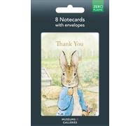 Museums & Galleries Thank You Notecards Pack of 8, Peter Rabbit | Illustrated Design by Beatrix Potter, Foil Finish, Blank Inside, Eco-Friendly, Made in the UK