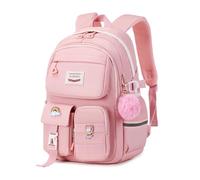MUSEVOS Girls Backpack for School, Teenage Multiple Pockets Backpack, Bookbag for Primary Elementary High School, Pink, L, Kwai