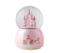 Musfunny Music Box Carousel Horse Crystal Snow Globe Music Boxes Rotating Castle with Colorful Change LED Light Musical Gifts for Kids Girls Granddaughter Christmas Birthday (Pink Castle)