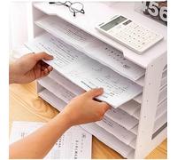 MUSHHE Extra Large A3 Paper Storage Unit for Office and School White Desk Folder Shelf Desk Stationery Tray File Magazine Rack