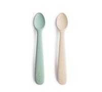 Mushie Baby Feeding Spoons | BPA-Free Silicone Spoons 2-Pack | Dishwasher Safe Durable Toddler Utensils | Cambridge Blue