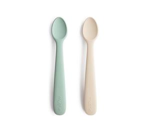 Mushie Baby Feeding Spoons | BPA-Free Silicone Spoons 2-Pack | Dishwasher Safe Durable Toddler Utensils | Cambridge Blue