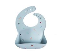 mushie Baby Silicone Bib | Adjustable Fit Waterproof Bibs | Easy Wipe Baby Feeding Bibs | 4 Adjustable Sizes with Deep Front Pockets | 100% BPA and Phthalate Free (Retro Cars)