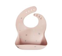 Mushie Baby Silicone Bib | Adjustable Fit Waterproof Bibs | Easy Wipe Baby Feeding Bibs | 4 Adjustable Sizes with Deep Front Pockets | 100% BPA and Phthalate Free (Daisy)