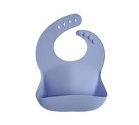 Mushie Baby Silicone Bib | Adjustable Fit Waterproof Bibs | Easy Wipe Baby Feeding Bibs | 4 Adjustable Sizes with Deep Front Pockets | 100% BPA and Phthalate Free (Powder Blue)