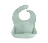 Mushie Baby Silicone Bib | Adjustable Fit Waterproof Bibs | Easy Wipe Baby Feeding Bibs | 4 Adjustable Sizes with Deep Front Pockets | 100% BPA and Phthalate Free (Cambridge Blue Confetti)