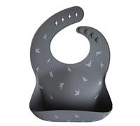 Mushie Baby Silicone Bib | Adjustable Fit Waterproof Bibs | Easy Wipe Baby Feeding Bibs | 4 Adjustable Sizes with Deep Front Pockets | 100% BPA and Phthalate Free (Seagull Cadet)