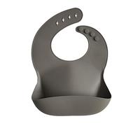 Mushie Baby Silicone Bib | Adjustable Fit Waterproof Bibs | Easy Wipe Baby Feeding Bibs | 4 Adjustable Sizes with Deep Front Pockets | 100% BPA and Phthalate Free (Dove Grey)